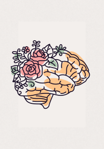 A neurodivergent brain with flowers